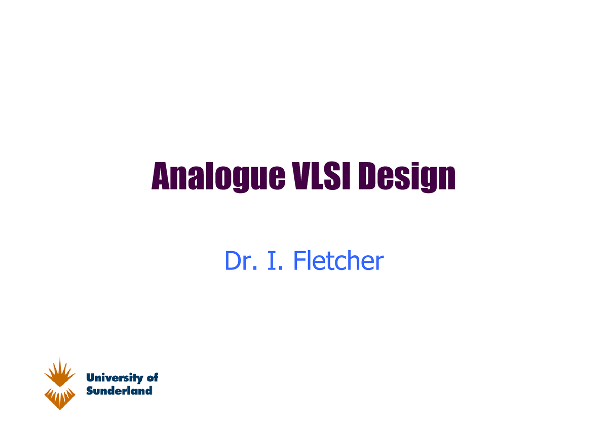 Lesson 15 Analogue VLSI Design - - Studocu