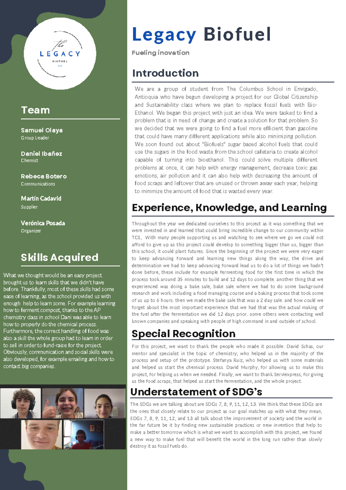 Written report - Rebeca B, Daniel I, Samuel O, Martin C, Veronica P ...
