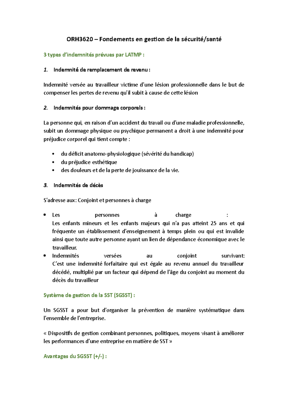 ORH3620 - Résumé Final - ORH3620 – Fondements En Gestion De La Sécurité ...