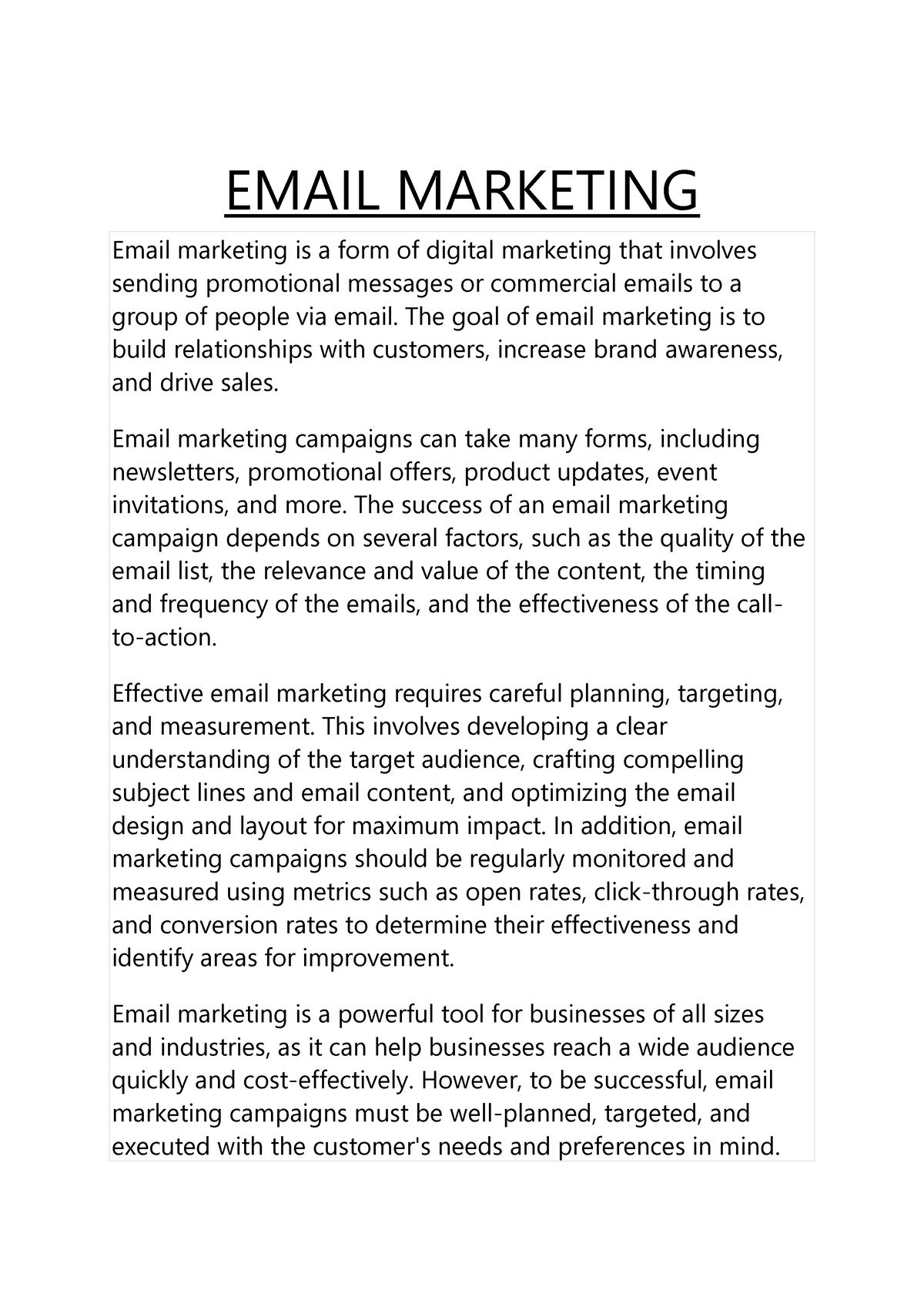 essay on email marketing