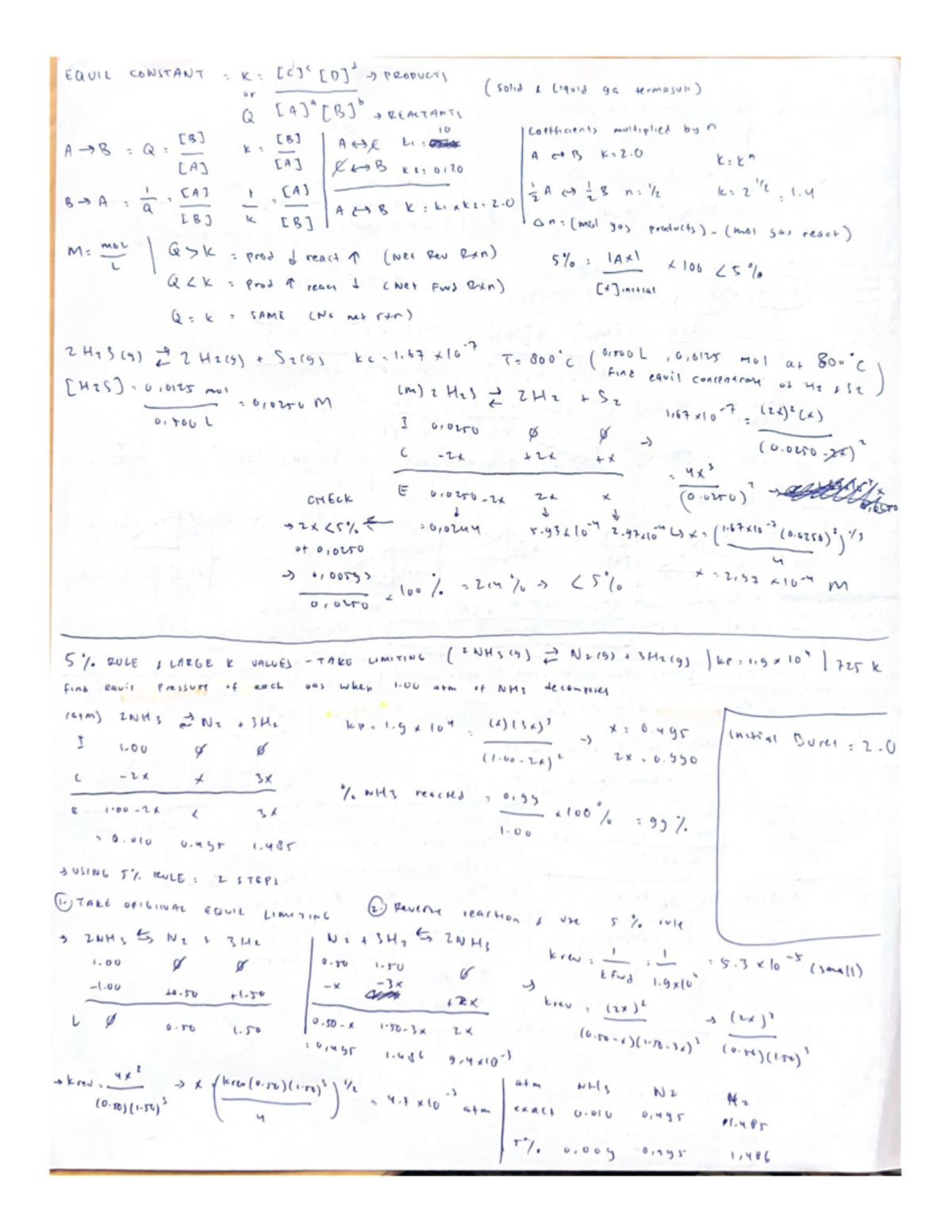 CHEM 1B SUMMARY - EQUIL CONSTANT PRODUCTS ( Solid Liquid Ga Termasvic ...