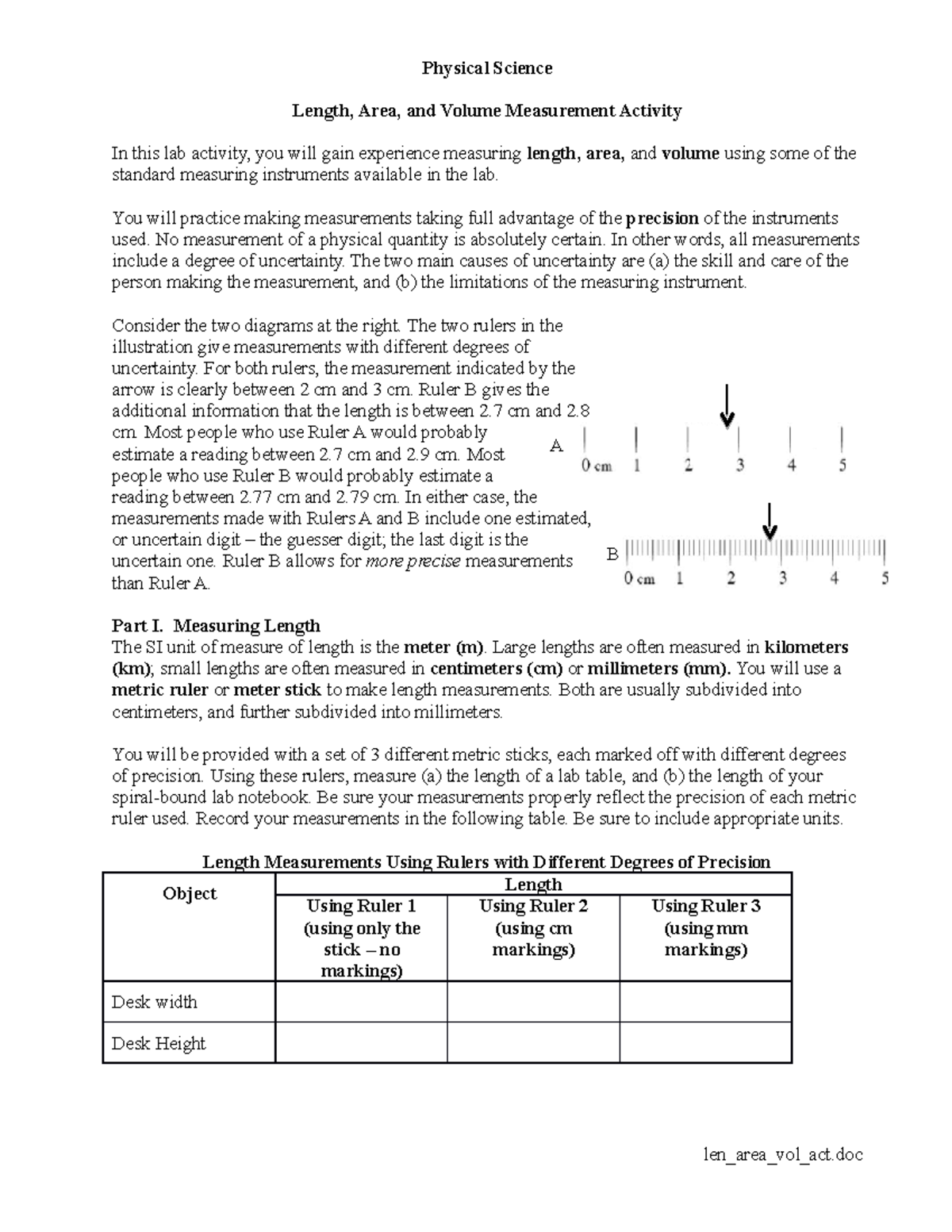 4 Length, Area, and Volume Measurement Activity 6 - ME 240 - Cal ...