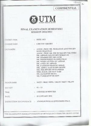 TEST TEST Test 2 2 1 December 2016, questions - SKAA 4323 1 OUTM FINAL ...