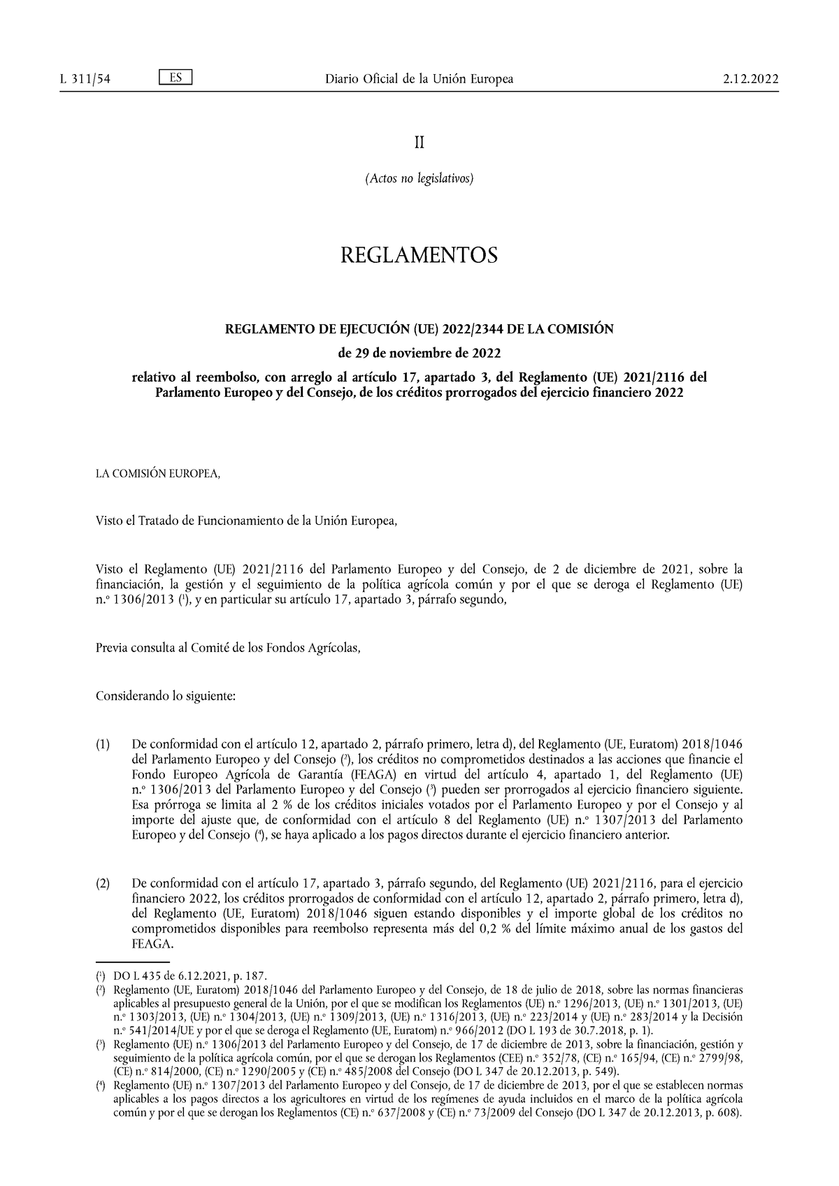 Legislacion Europea - II (Actos No Legislativos) REGLAMENTOS REGLAMENTO ...