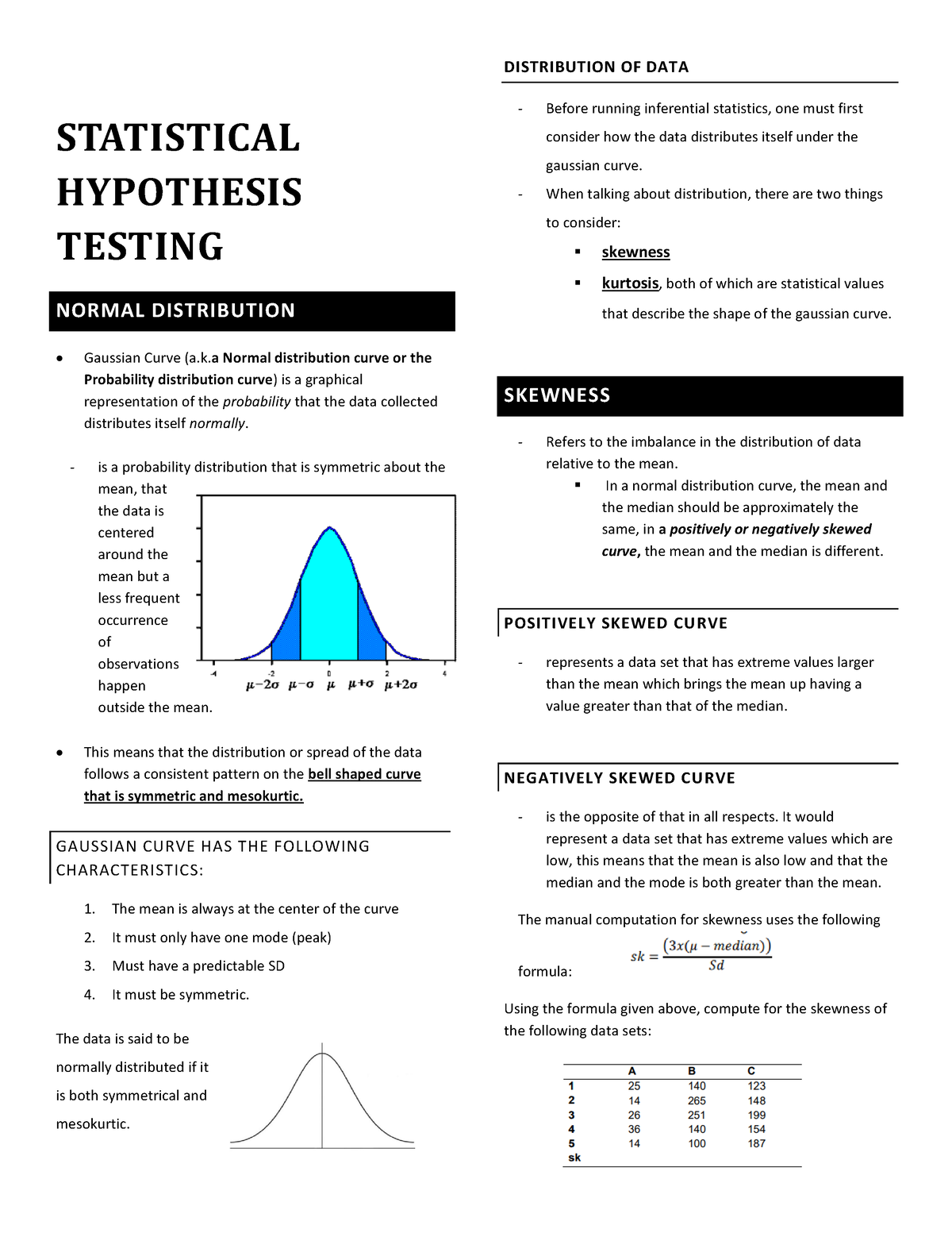 hypothesis testing gaussian distribution