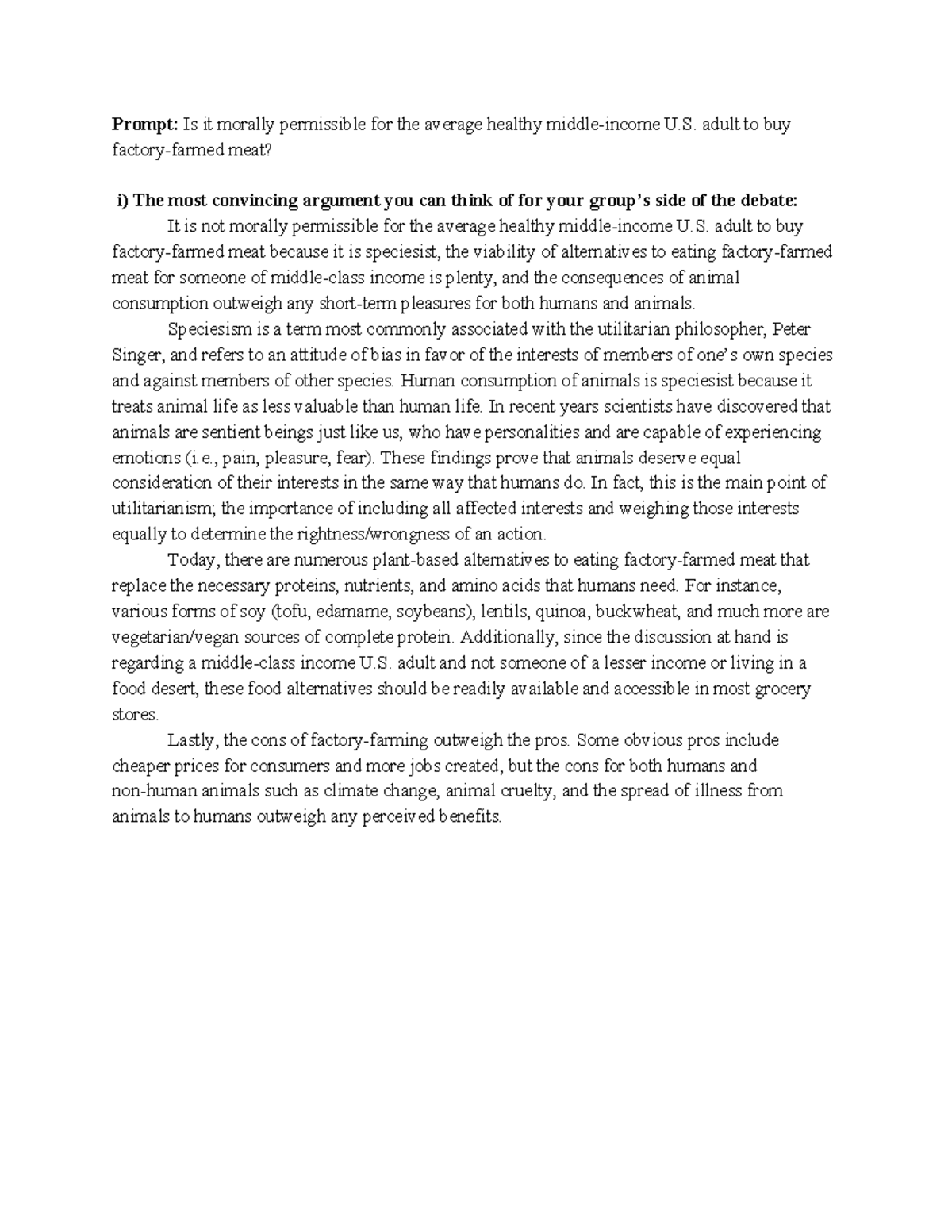 Group 9 Argument & 5 questions for the other side of the debate ...