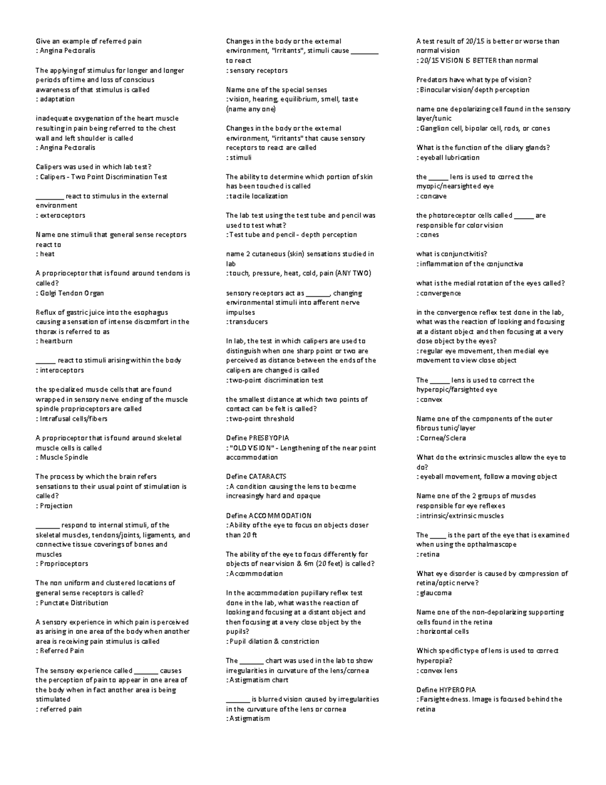 BIOL 122 lab manual #1 - Give an example of referred pain : Angina ...