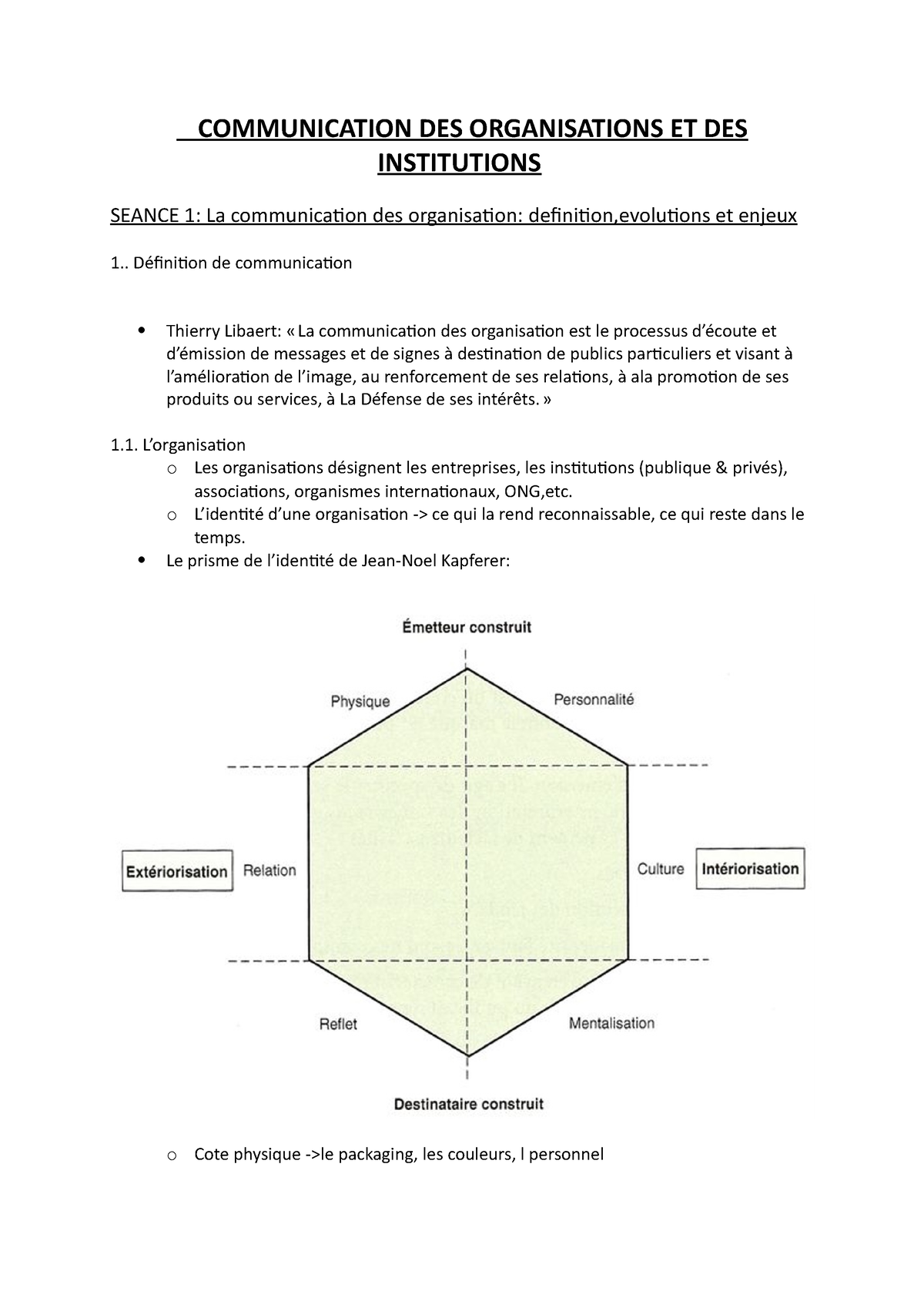 Communication DES Organisations ET DES Institutions - COMMUNICATION DES ...