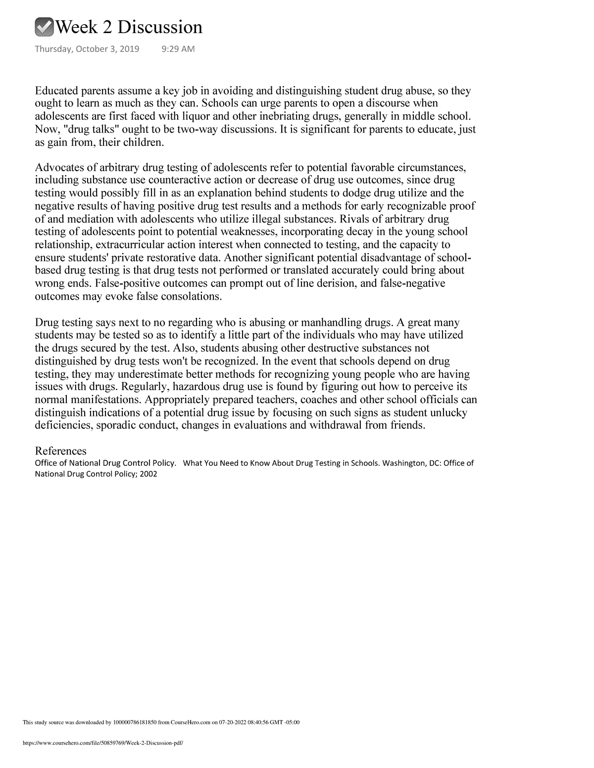 Week 2 Discussion .pdf 4 - Educated parents assume a key job in ...