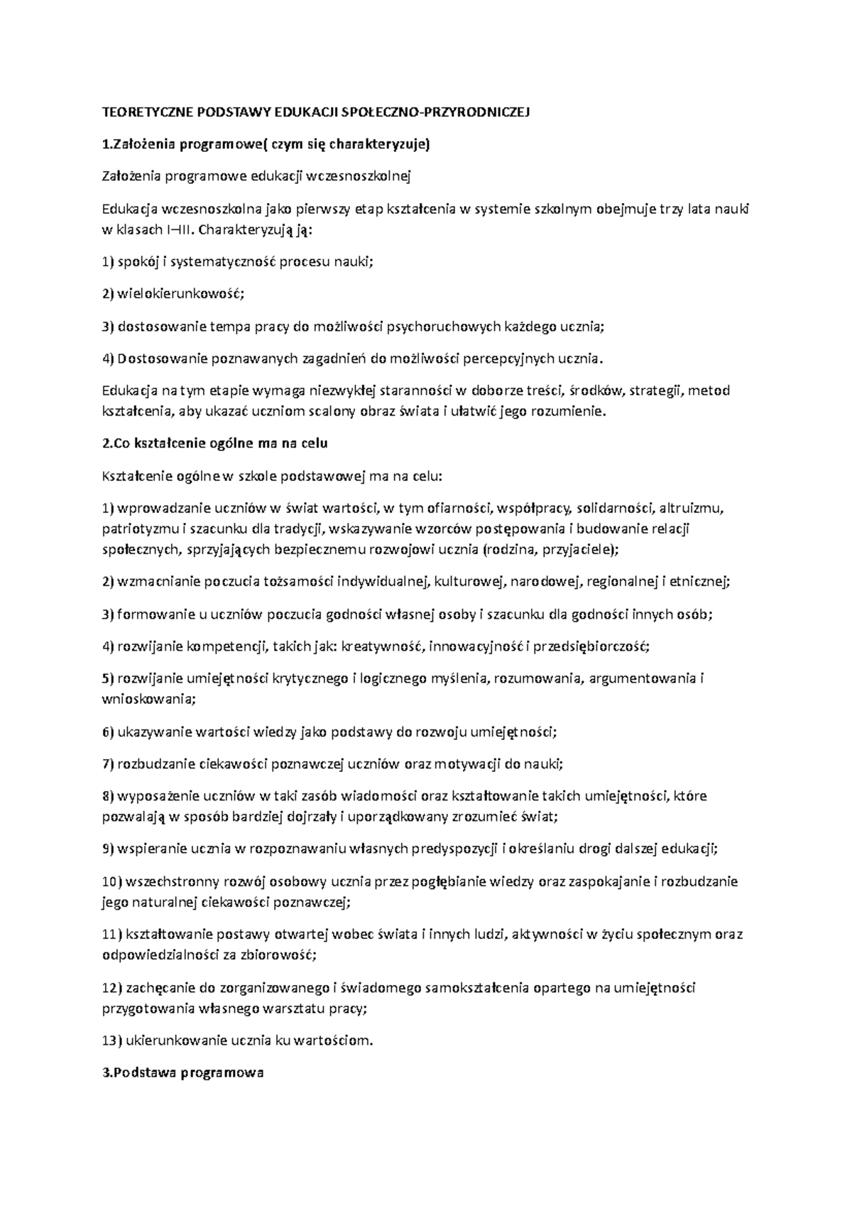 Przyroda - Ppp - TEORETYCZNE PODSTAWY EDUKACJI SPOŁECZNO-PRZYRODNICZEJ