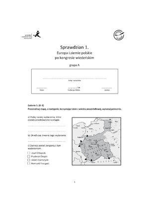 Klasa 8 historia sprawdzian 1 a test pdf - 1 Sprawdzian 1. Europa i
