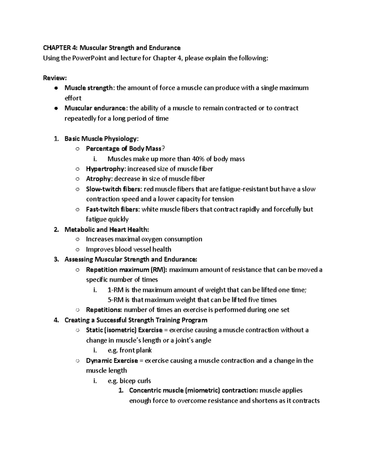 Chapter 4 Muscular Strength and Endurance - CHAPTER 4: Muscular ...