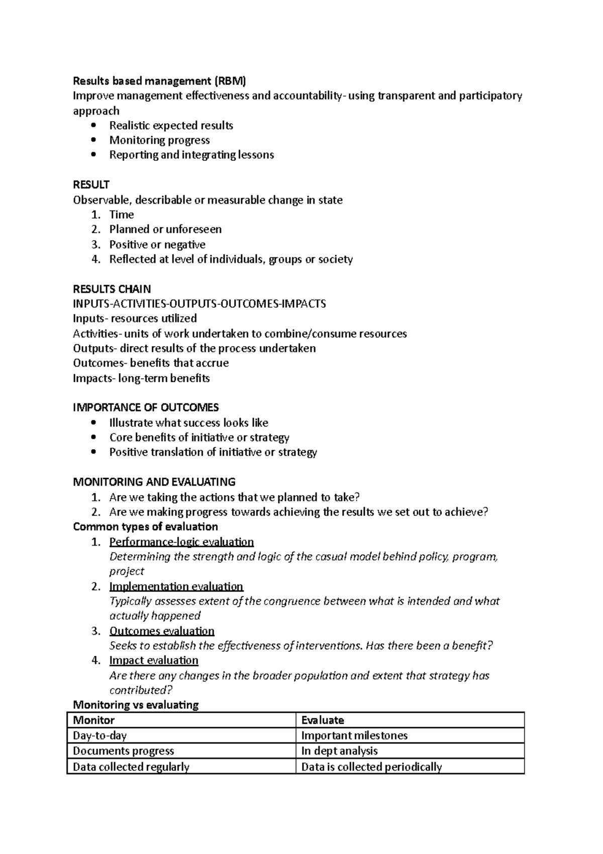 Block 12 summaries - Results based management (RBM) Improve management ...