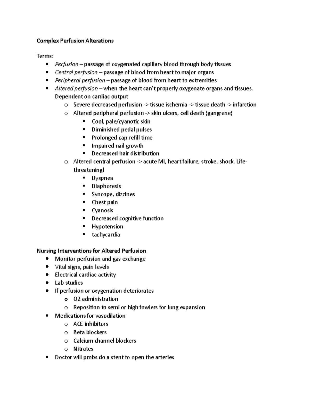 Cardiac Edapt Complex Perfusion Alterations Terms · Perfusion