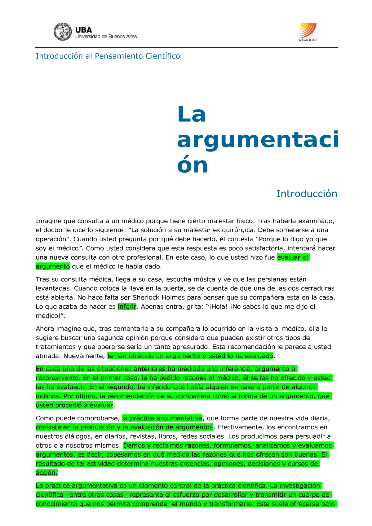 2 Intro Argumentación - Introducción Al Pensamiento Científico La ...