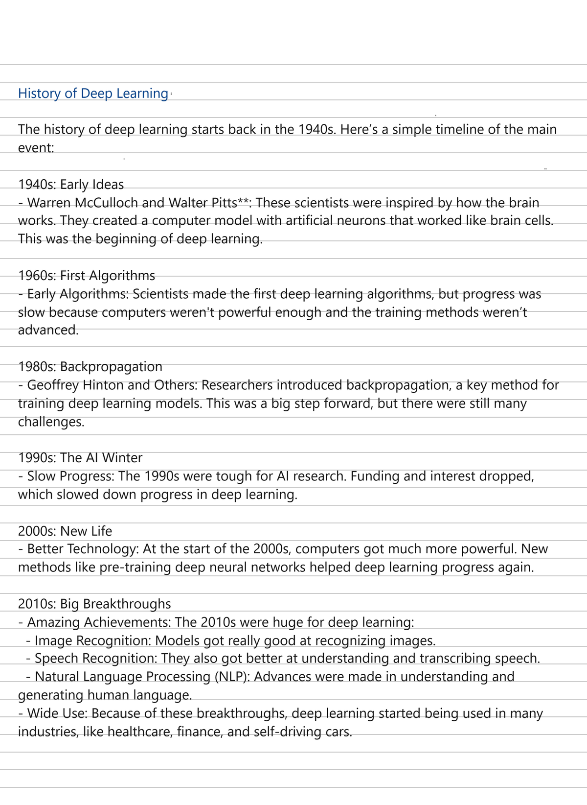 Deep Learning Important Questions and Answer - History of Deep Learning ...
