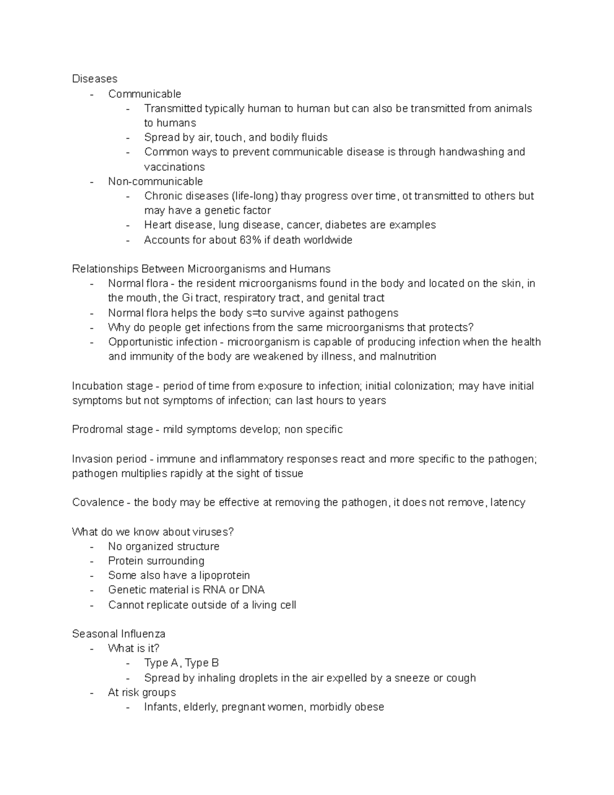 Exam 1 - infectious diseases - Diseases - Communicable - Transmitted ...