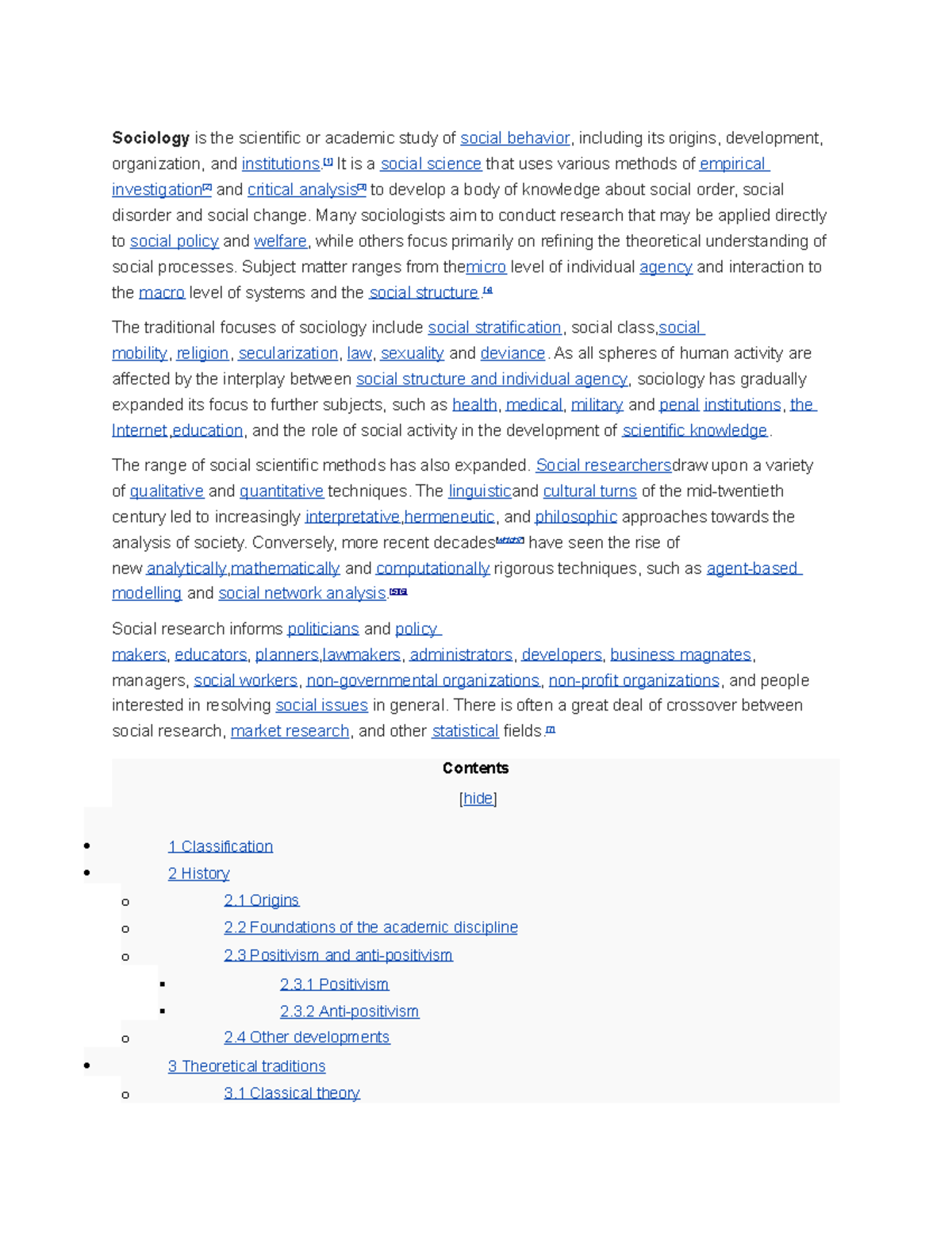 Sociology 3 - Lecture Notes - Sociology is the scientific or academic ...