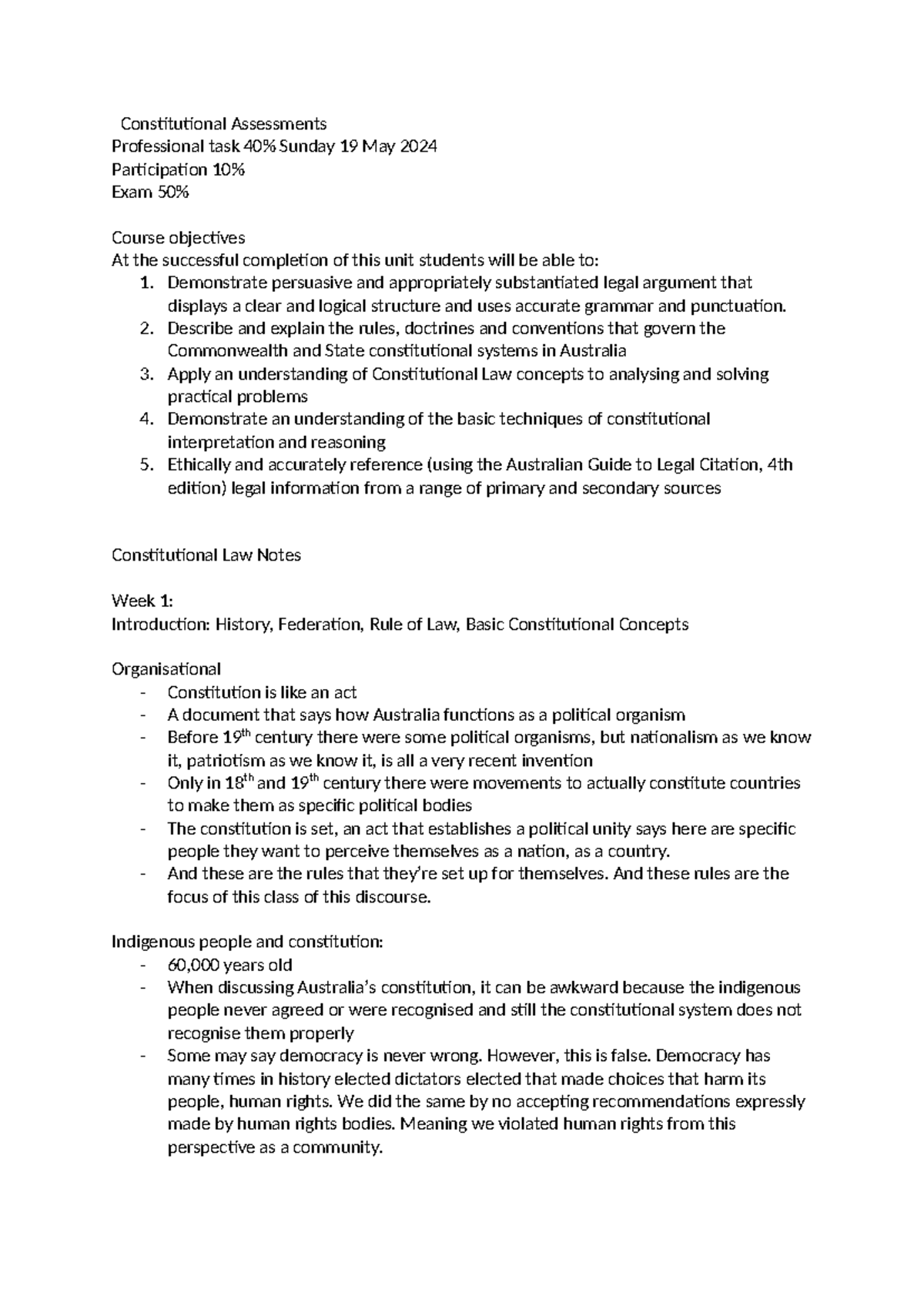 Constitutional Law Notes - Constitutional Assessments Professional task ...
