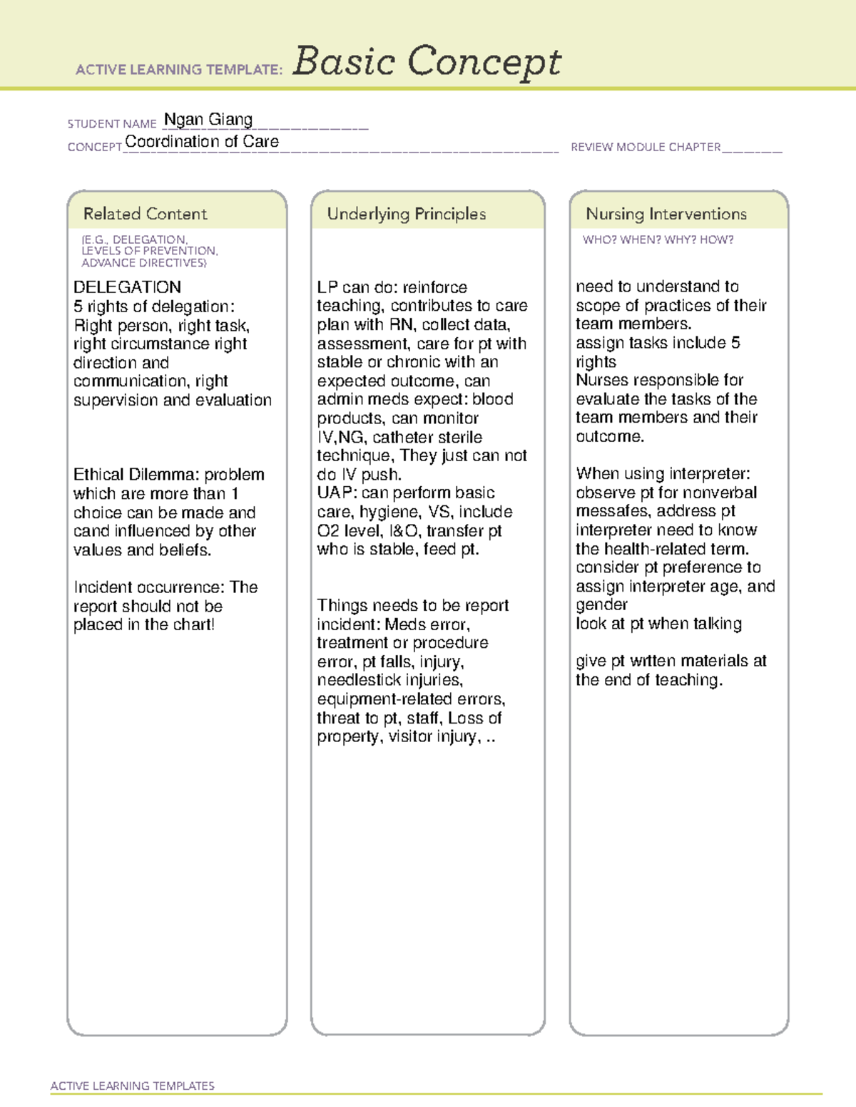 Coordination of care - dfdfs - NUR 102 - ACTIVE LEARNING TEMPLATES ...