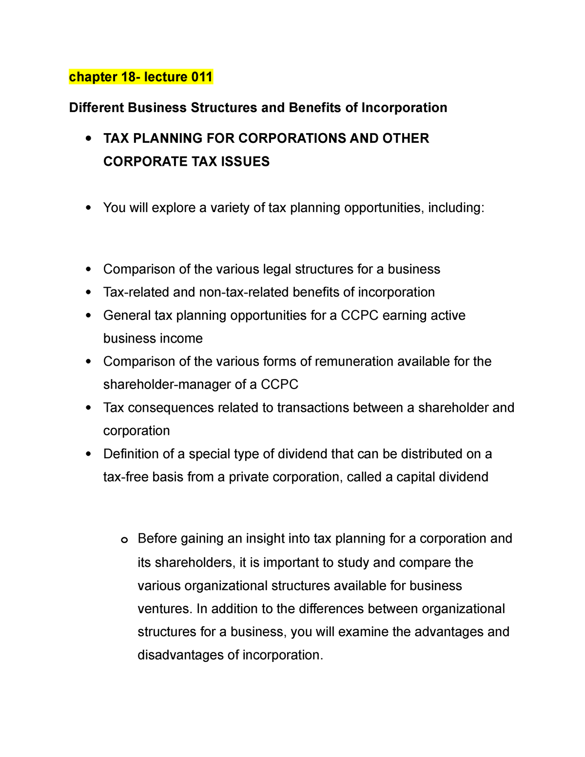 Chapter 18 lecture 011, Canadian Tax Principles 20202021 Byrd Chen