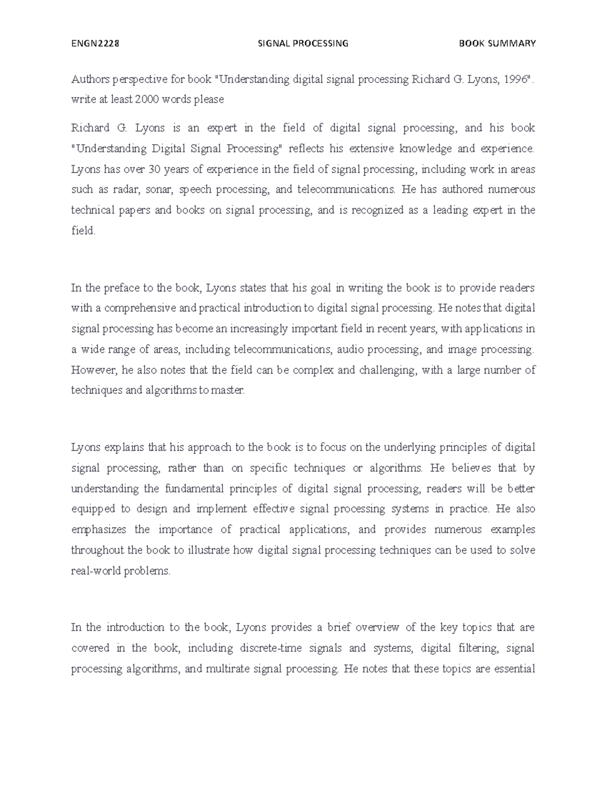 Authors perspective for book Understanding digital signal processing