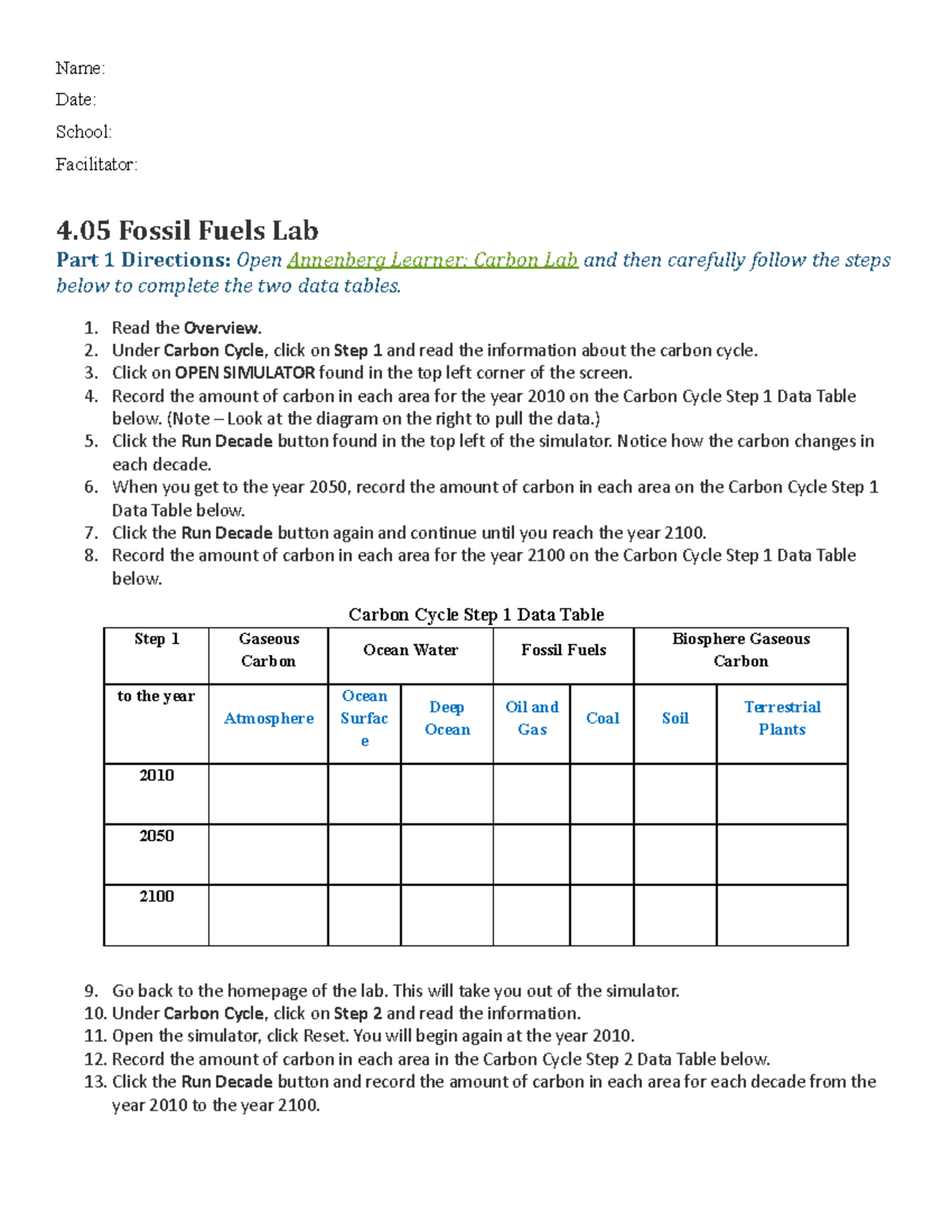 0405 task coursework Name Date School Facilitator 4 Fossil