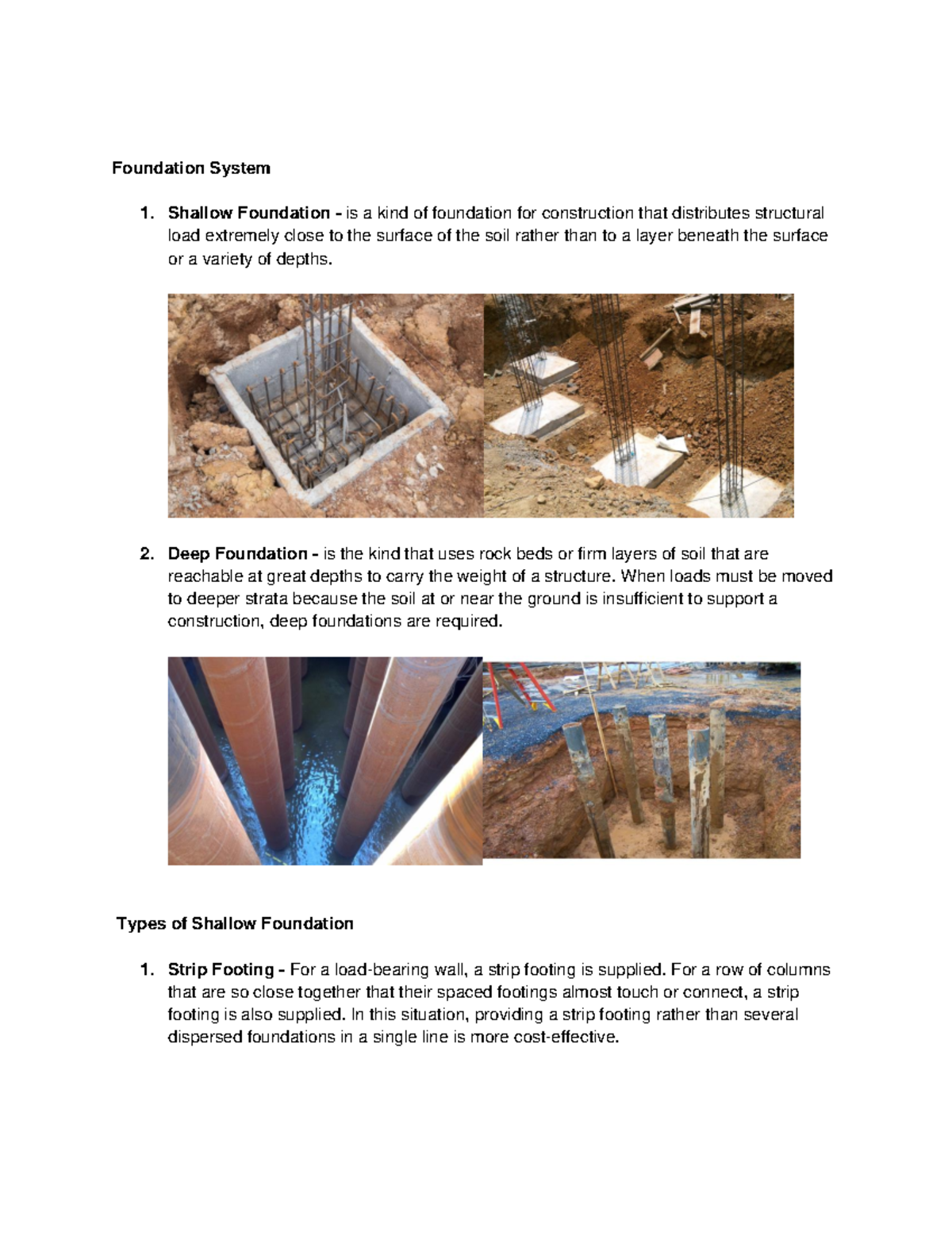 Types OF Foundation - N/A - Foundation System 1. Shallow Foundation ...
