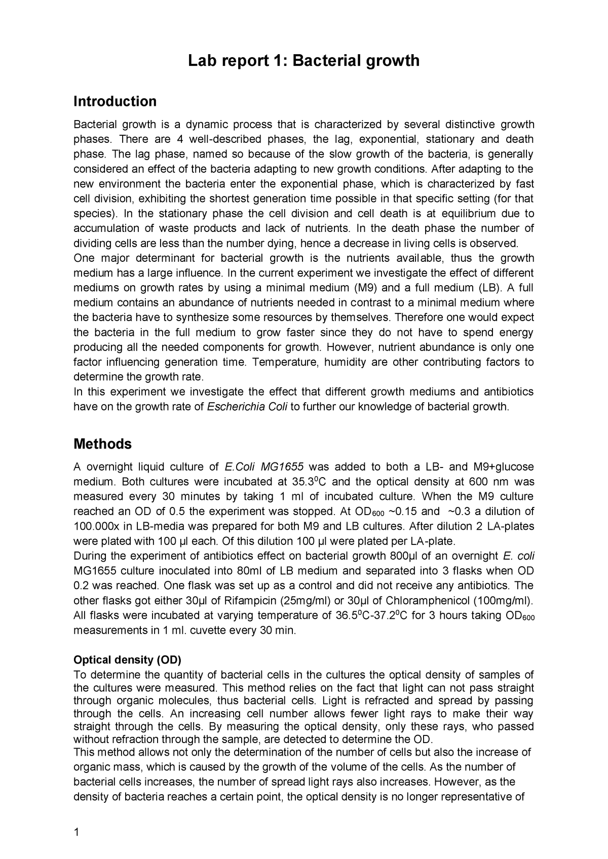 Lab-1-Bacterial-growth - Lab Report 1: Bacterial Growth Introduction ...