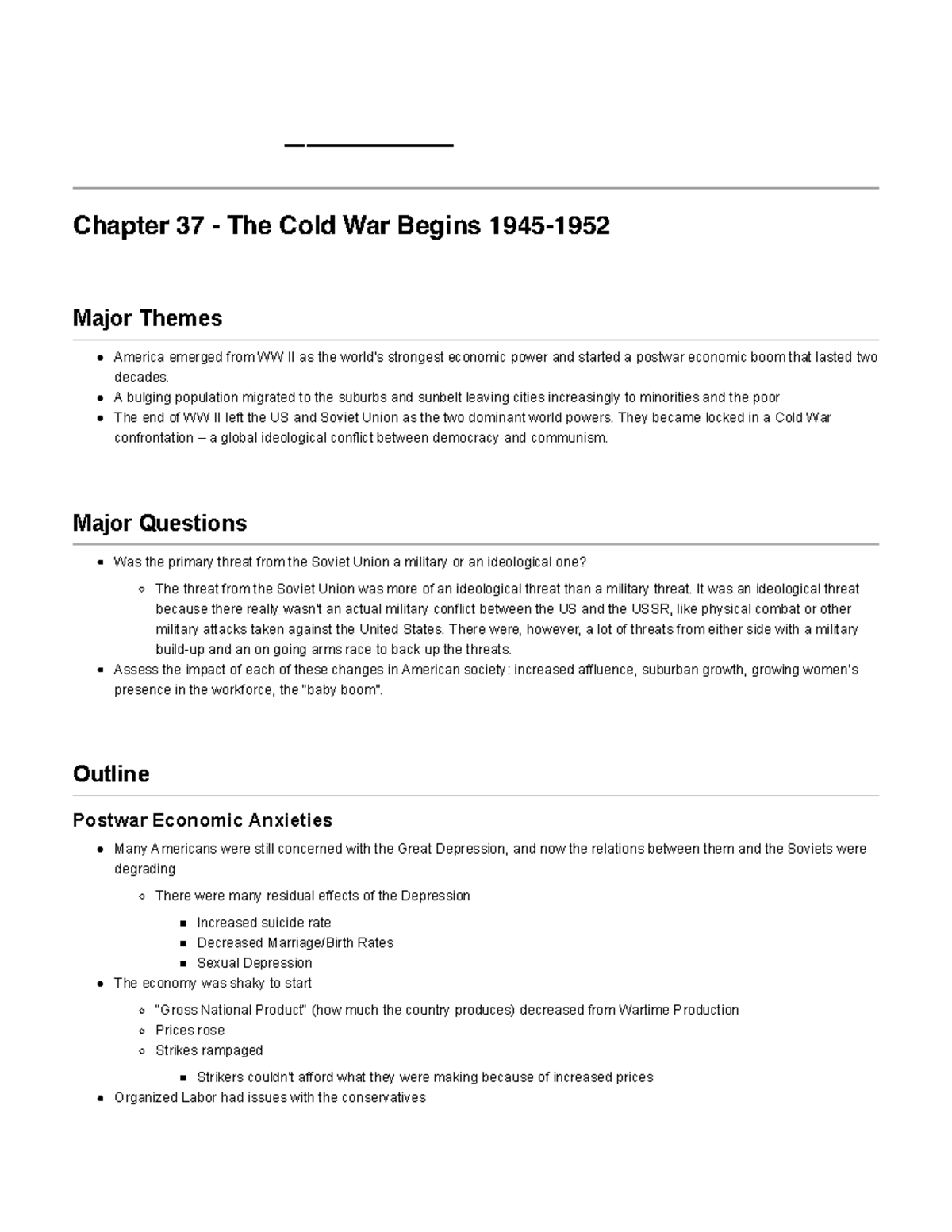 Chapter 37 - The Cold War Begins 1945-1952 - Chapter 37 - The Cold War ...