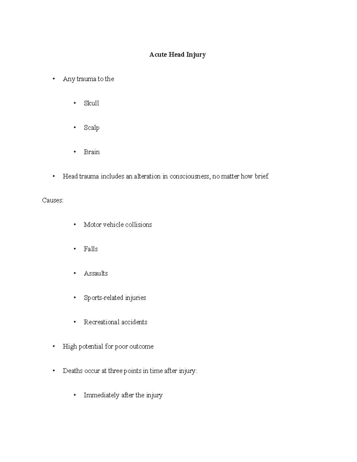 Acute Head Injury - neurology notes pt.3 - Acute Head Injury Any trauma ...