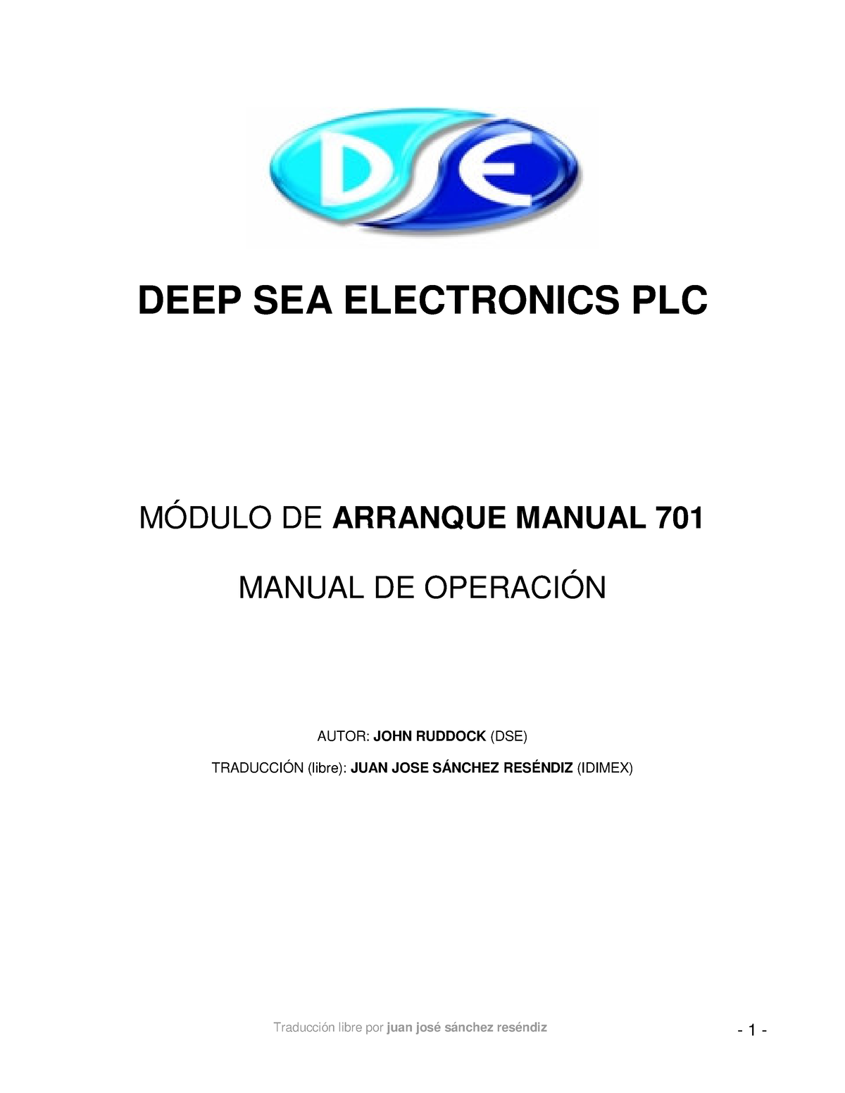 701esp - NADA - DEEP SEA ELECTRONICS PLC MÓDULO DE ARRANQUE MANUAL 701 ...