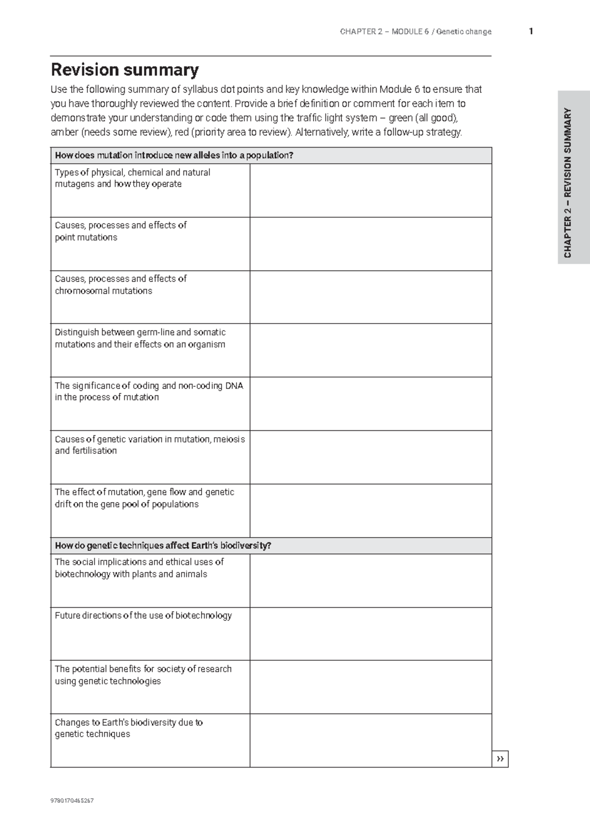 MOD 6 Question Summary - Revision summary Use the following summary of ...
