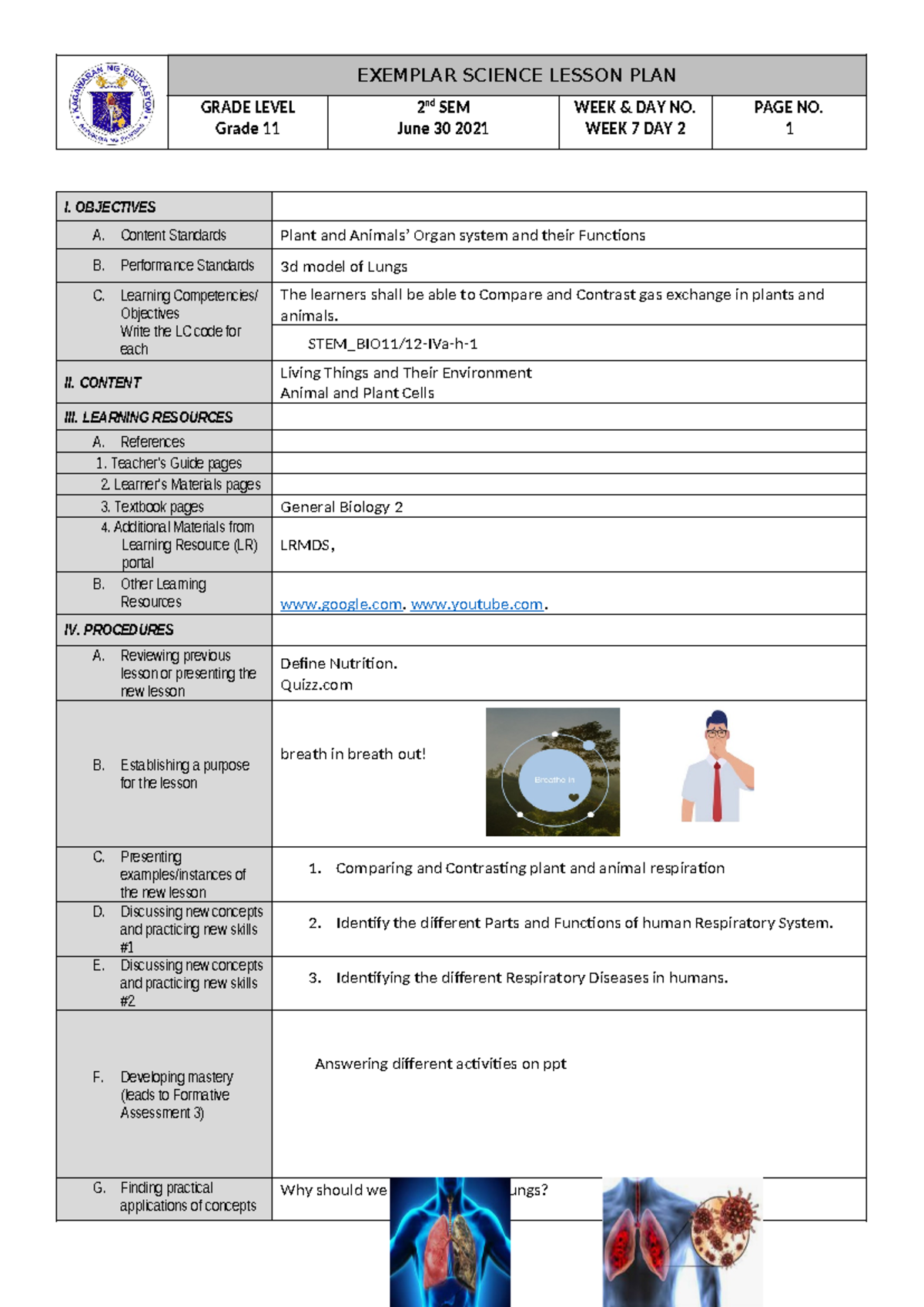 SHS GEN Biogology - SHS MATERIALS - GRADE LEVEL Grade 11 2 nd SEM June ...