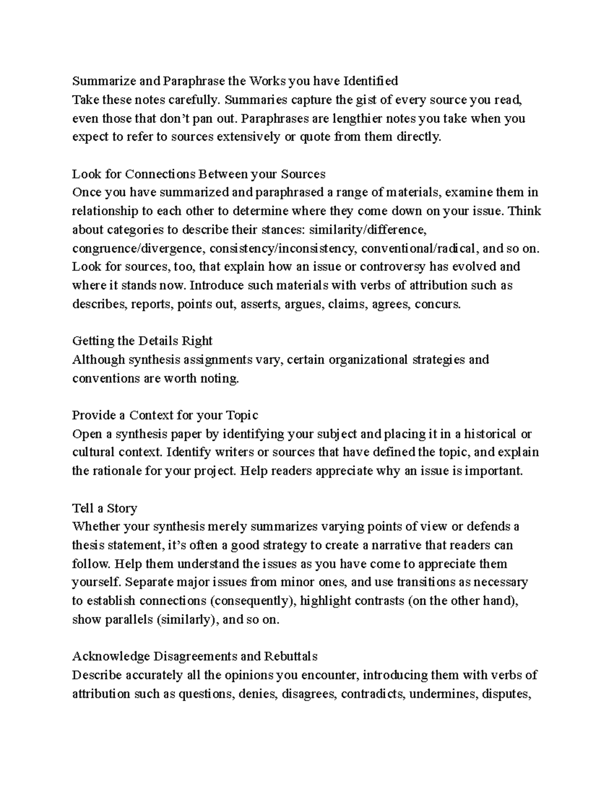 Rhetoric and Composition notes 20 Summarize and Paraphrase the Works you have Identified Take