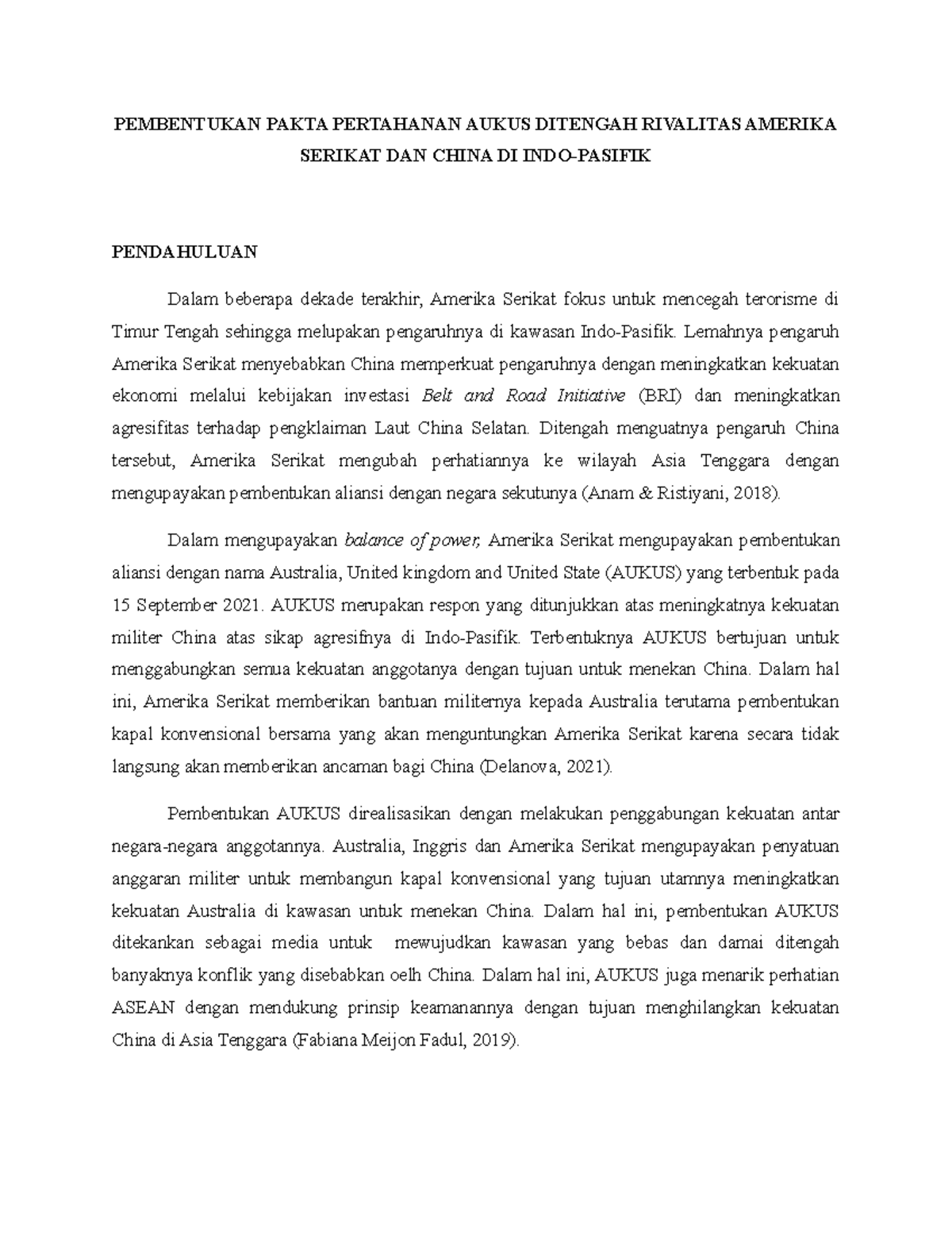 Pembentukan Pakta Pertahanan Aukus Ditengah Rivalitas Amerika Serikat ...