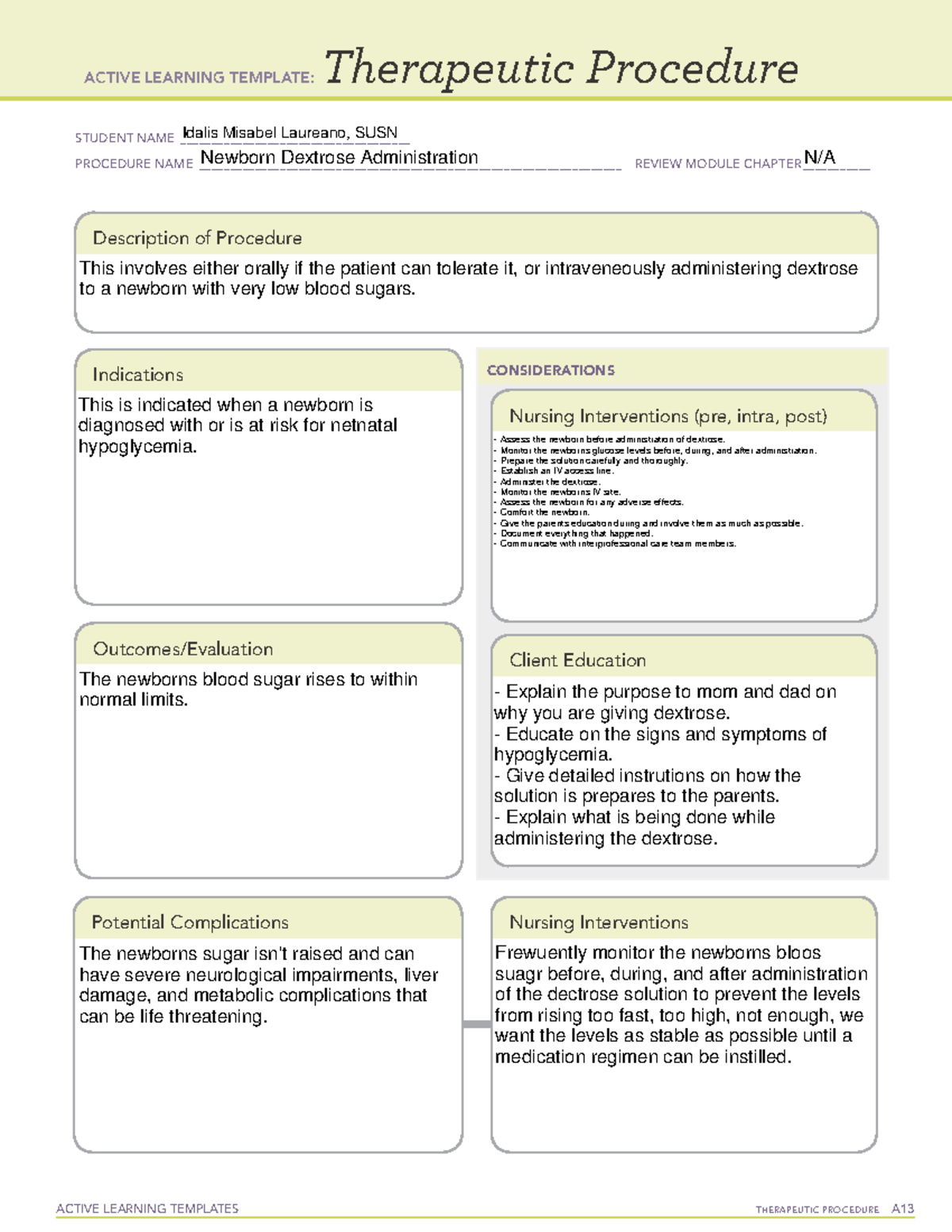 Therapeutic Procedure Newborn Dextrose Administration Active Learning ...