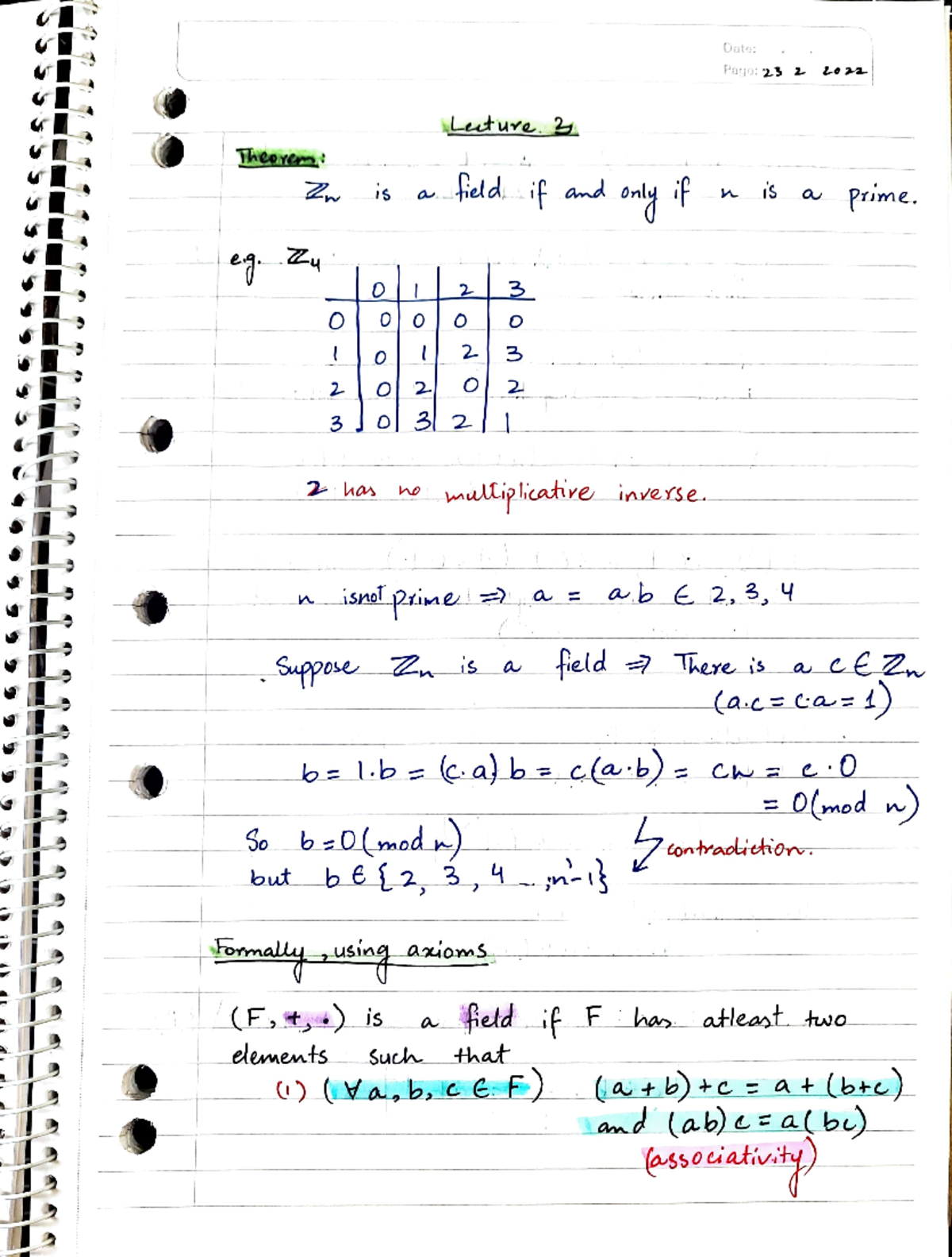 Week 1 Lecture 3 Notes - TheoYen Zy 2 But 3 A. (F, Elements 2 Feld If ...