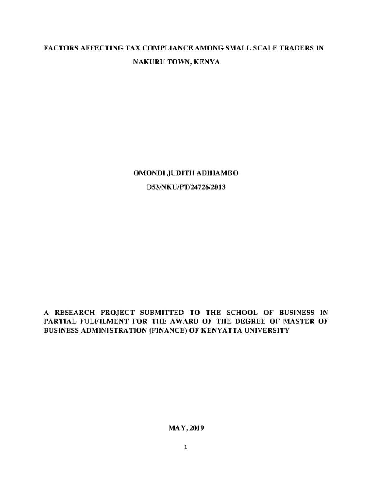 Factors Affecting Tax Compliance ....................... - 1 FACTORS ...