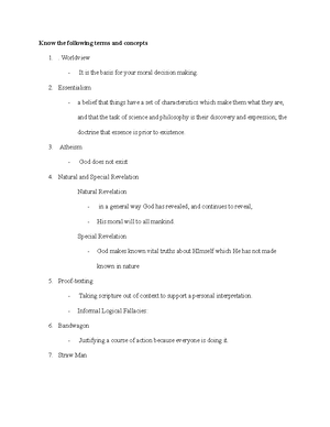 Religion 105 Study Guide - Religion 105 Study Guide Know the following ...
