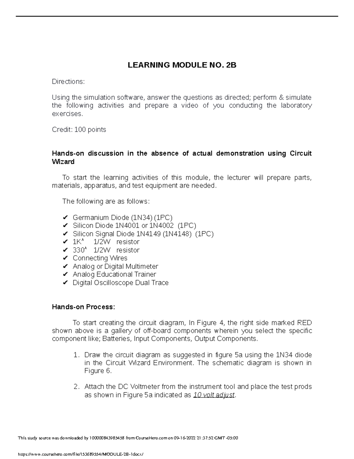 Module 2B 1 - LEARNING MODULE NO. 2B Directions: Using the simulation ...