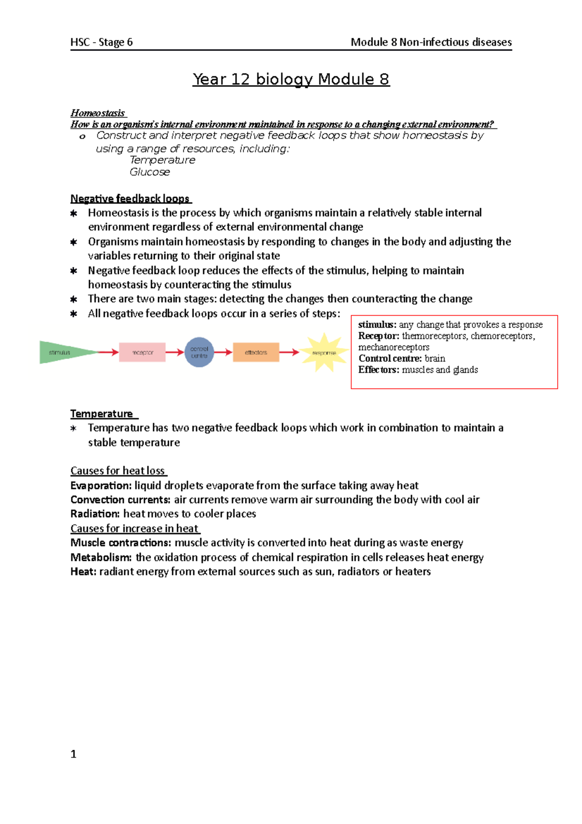 Year 12 biology Module 8 - Year 12 biology Module 8 Homeostasis How is ...