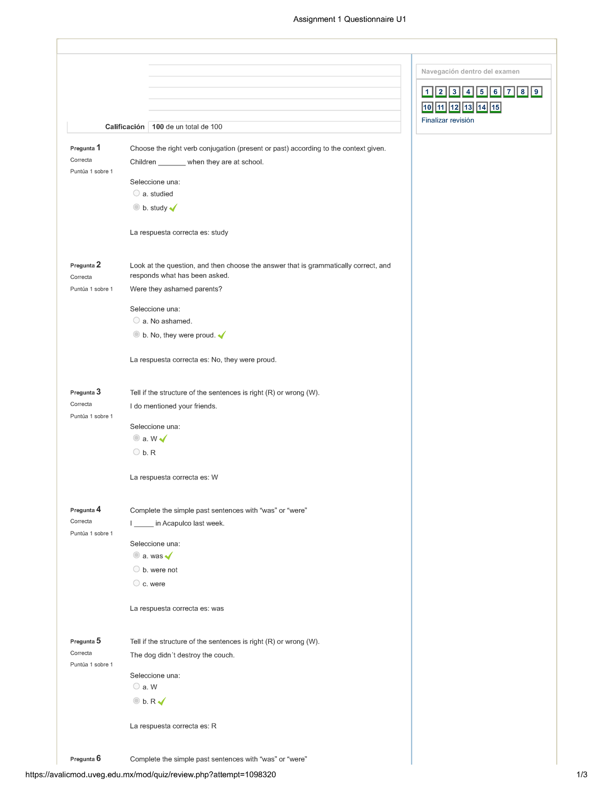 assignment 1 questionnaire unit 1 uveg