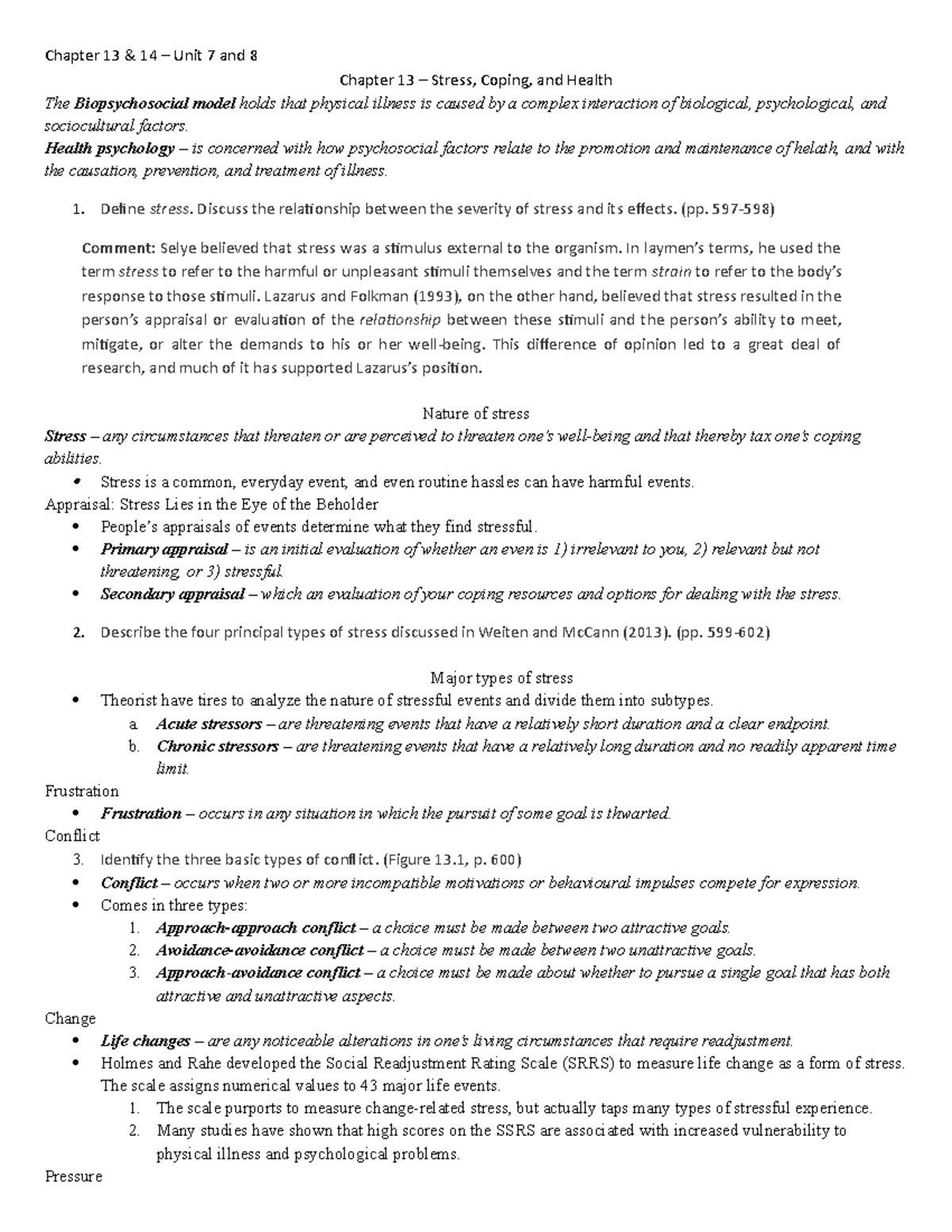 Psyc290chp13chp14 - Lecture notes Chp 13,14 - Chapter 13 & 14 – Unit 7 ...