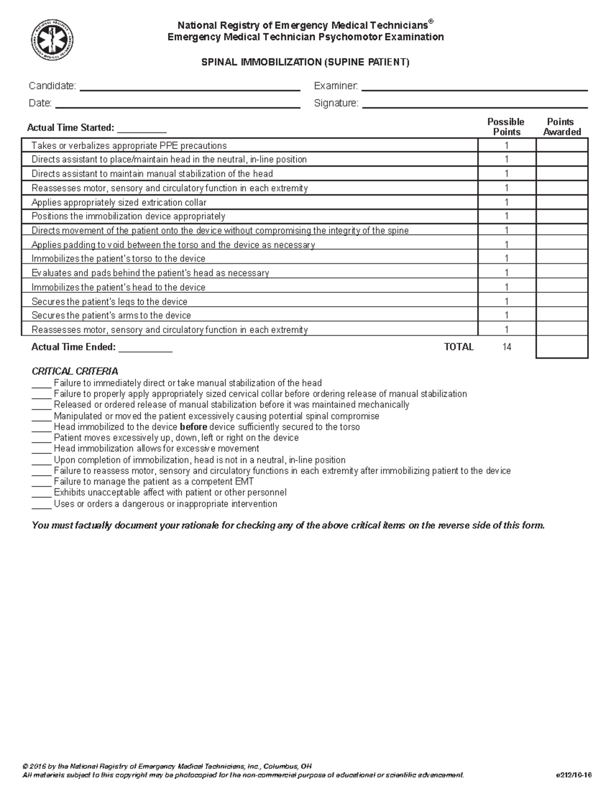 E212 Backboard Skills - National Registry of Emergency Medical ...