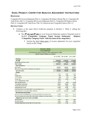 ACCT370 Excel Project Pt 3 - EXCEL PROJECT: PROJECTING FINANCIAL ...