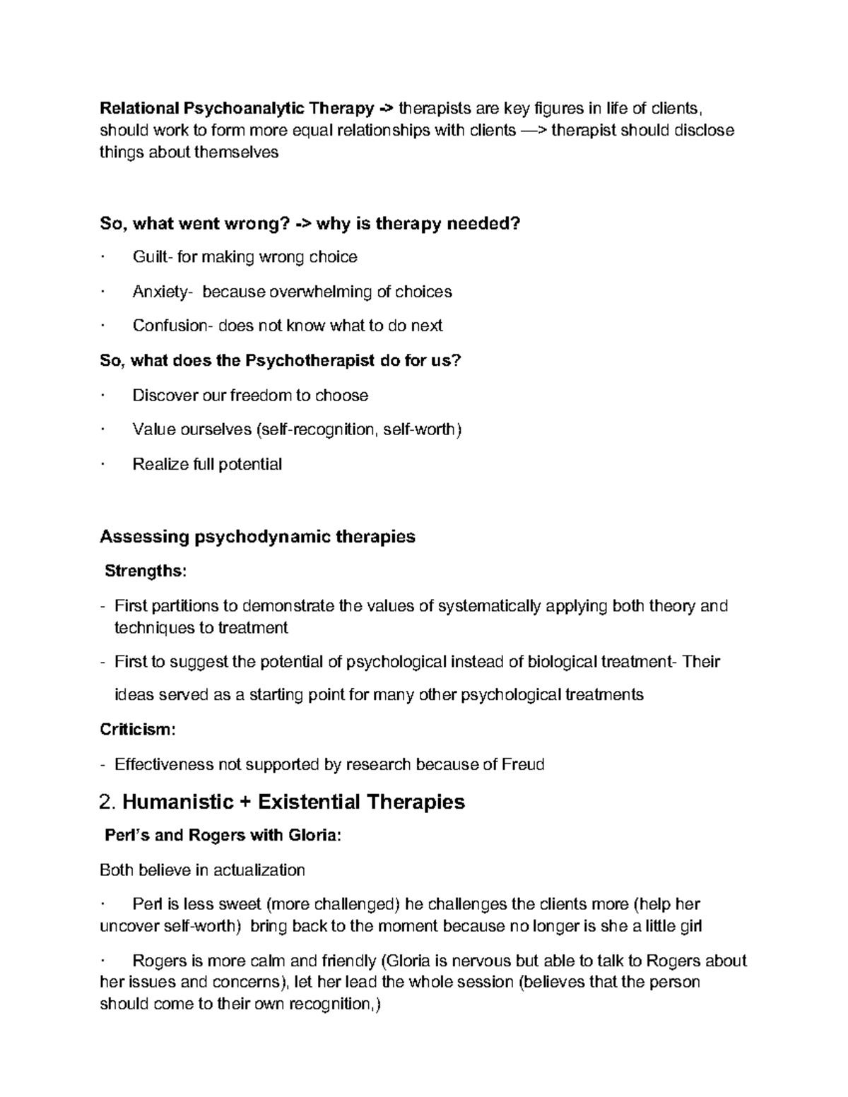 Psych Notes-15 - Relational Psychoanalytic Therapy -> therapists are ...