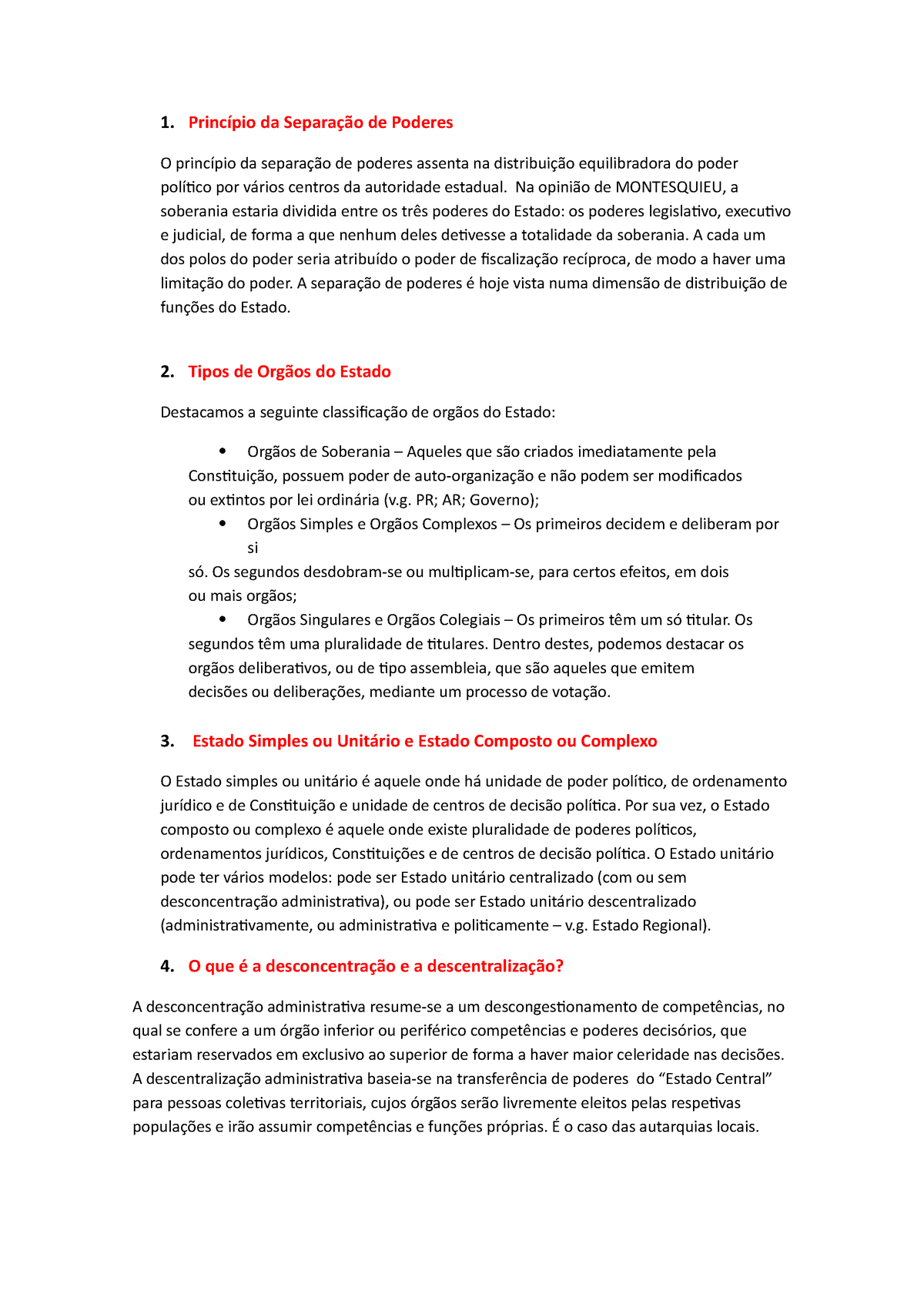 Tgpp Resumo - 1. Princípio Da Separação De Poderes O Princípio Da ...