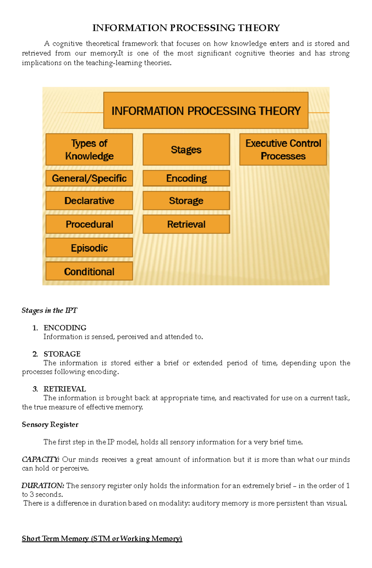 Information Processing Theory - INFORMATION PROCESSING THEORY A ...