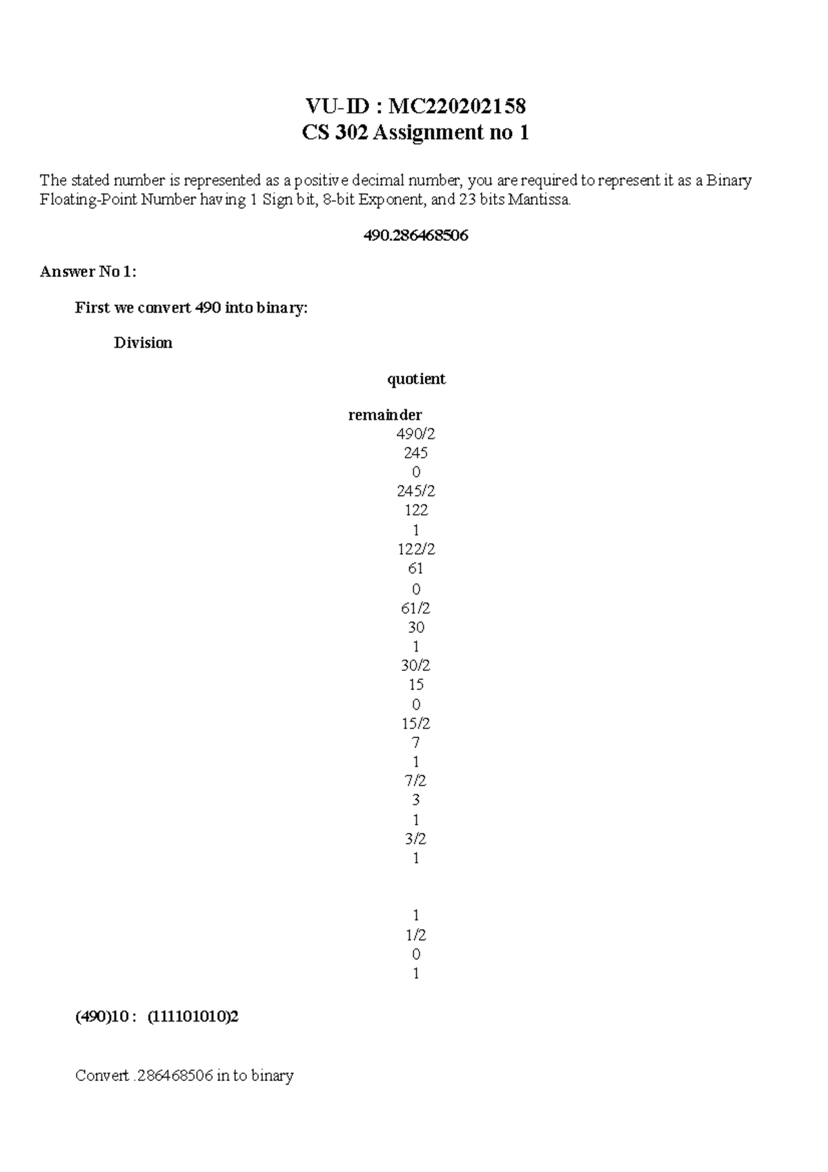 cs302 assignment no 1 solution 2022